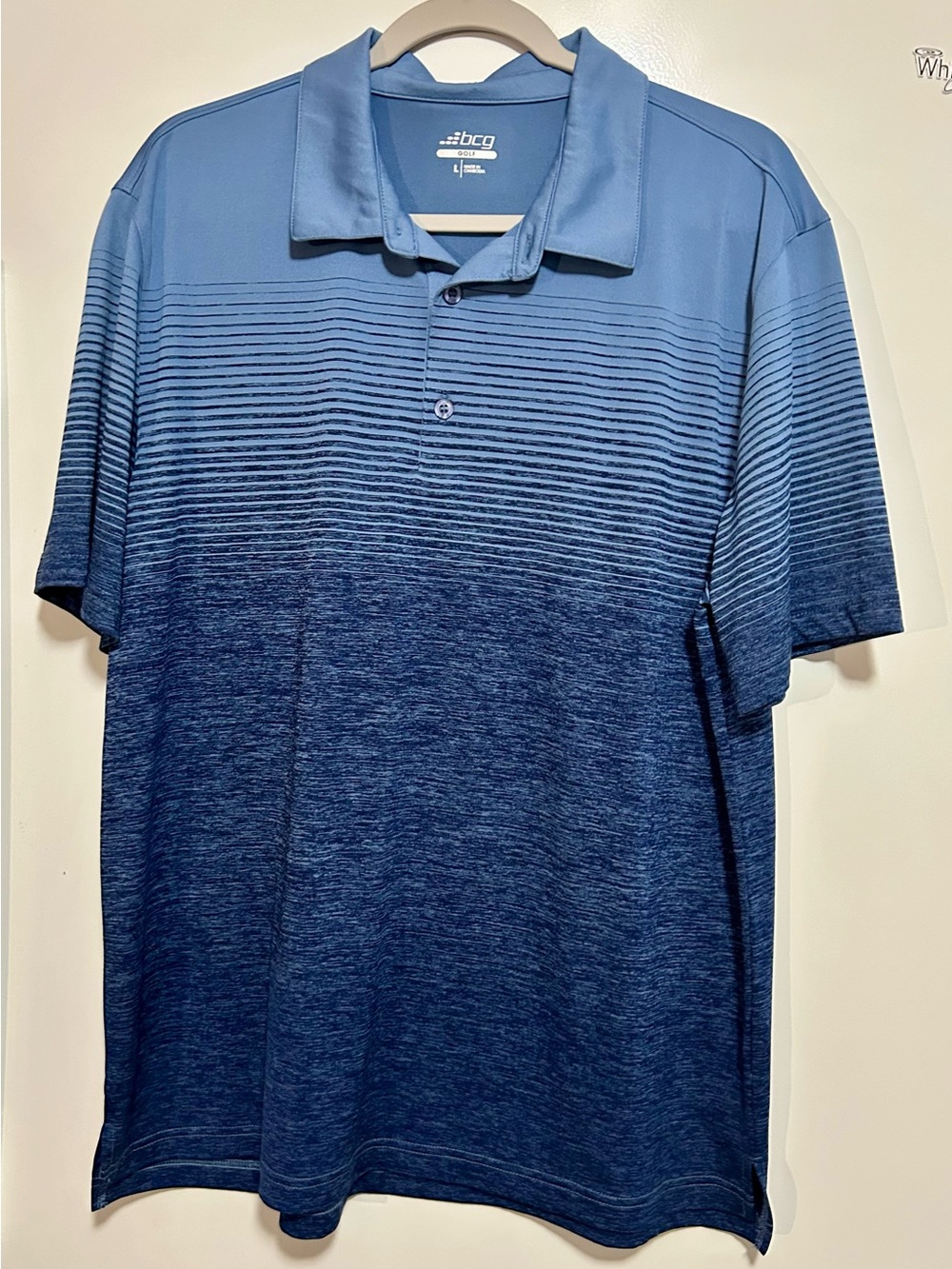 BCG Golf Polo Shirt Sz L Blu Hombre Excellent Condition